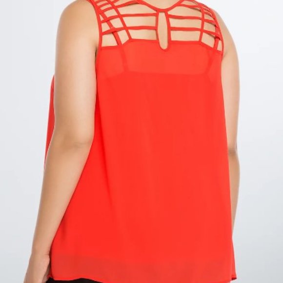 Torrid Red CHIFFON CAGE TANK TOP Size 00 NWOT - Picture 2 of 3